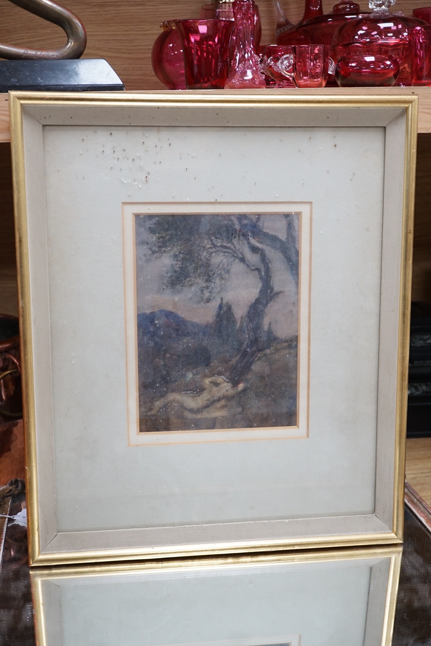 Attributed to Henry Simpson (1853-1921), watercolour, Nude beneath a tree', 21 x 15.5cm